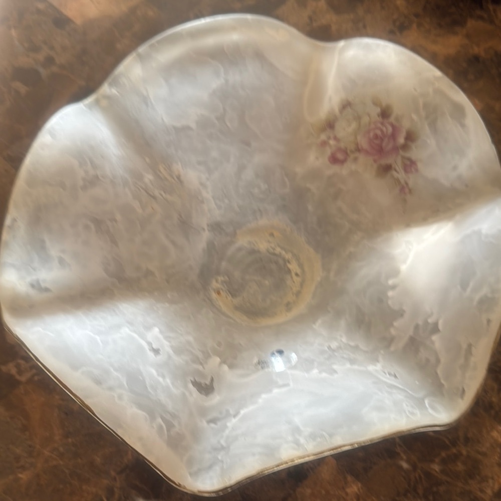 Murano White and Pink Glass Accent Piece with Organic Design